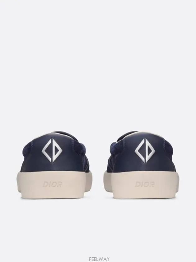 B101 Suede Smooth Calfskin Slip On Sneakers Navy