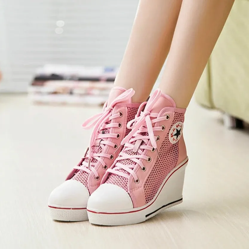 Funki Buys | Boots | Women's High Top Mesh Platform Sneakers