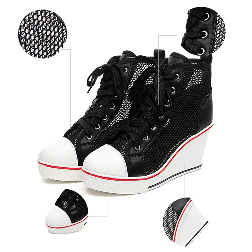 Funki Buys | Boots | Women's High Top Mesh Platform Sneakers