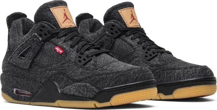 Levis x Air Jordan 4 Retro GS Black Denim sneakers, black
