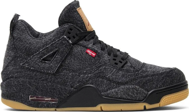 Levis x Air Jordan 4 Retro GS Black Denim sneakers, black