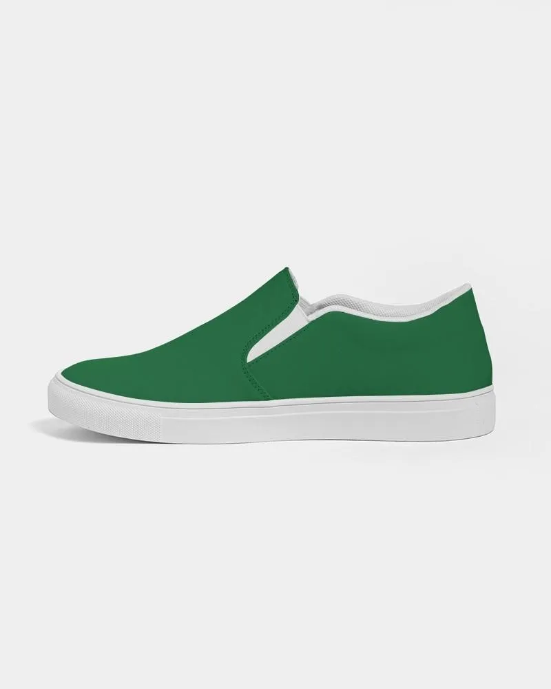 Medium Dark Green Slip-On Canvas Sneakers | Women's | Medium Dark Pure Green | C100M0Y100K60