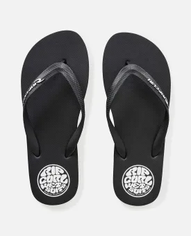 Rip Curl Men's Icons Of Surf Bloom Open Toe Flip Flops Black/White 1AKMOT-0431