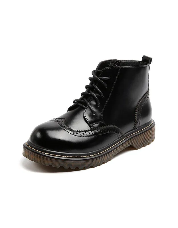 Round Toe British Brogue Style Lace Up Mary Jane Boots 41