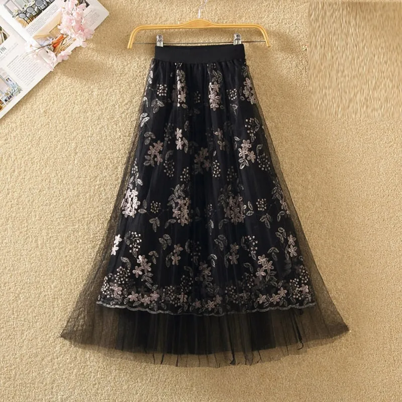 Spring Summer Midi Women Skirt