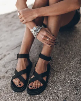 The Black Strappy Leather Sandals